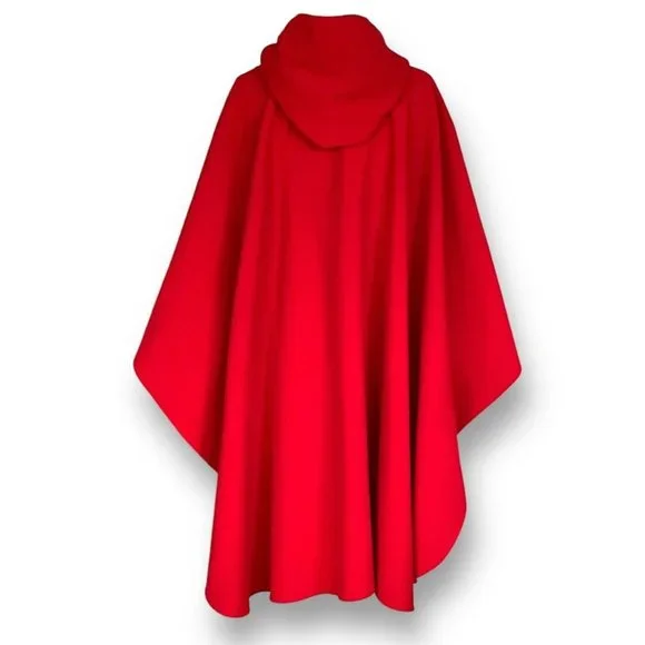Coloratura Vintage Womens Cape O/S Red Wool Hooded Forestgore Cottagecore Goth - Picture 7 of 9